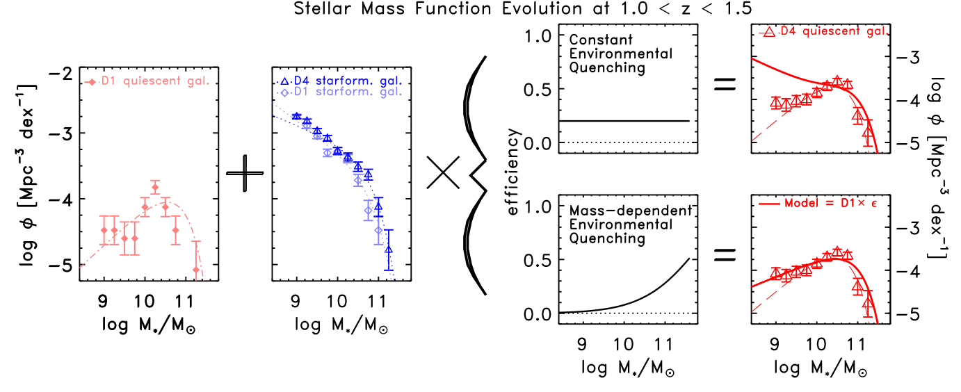 Stellar mass function evolution at 1.0 < z < 1.5
